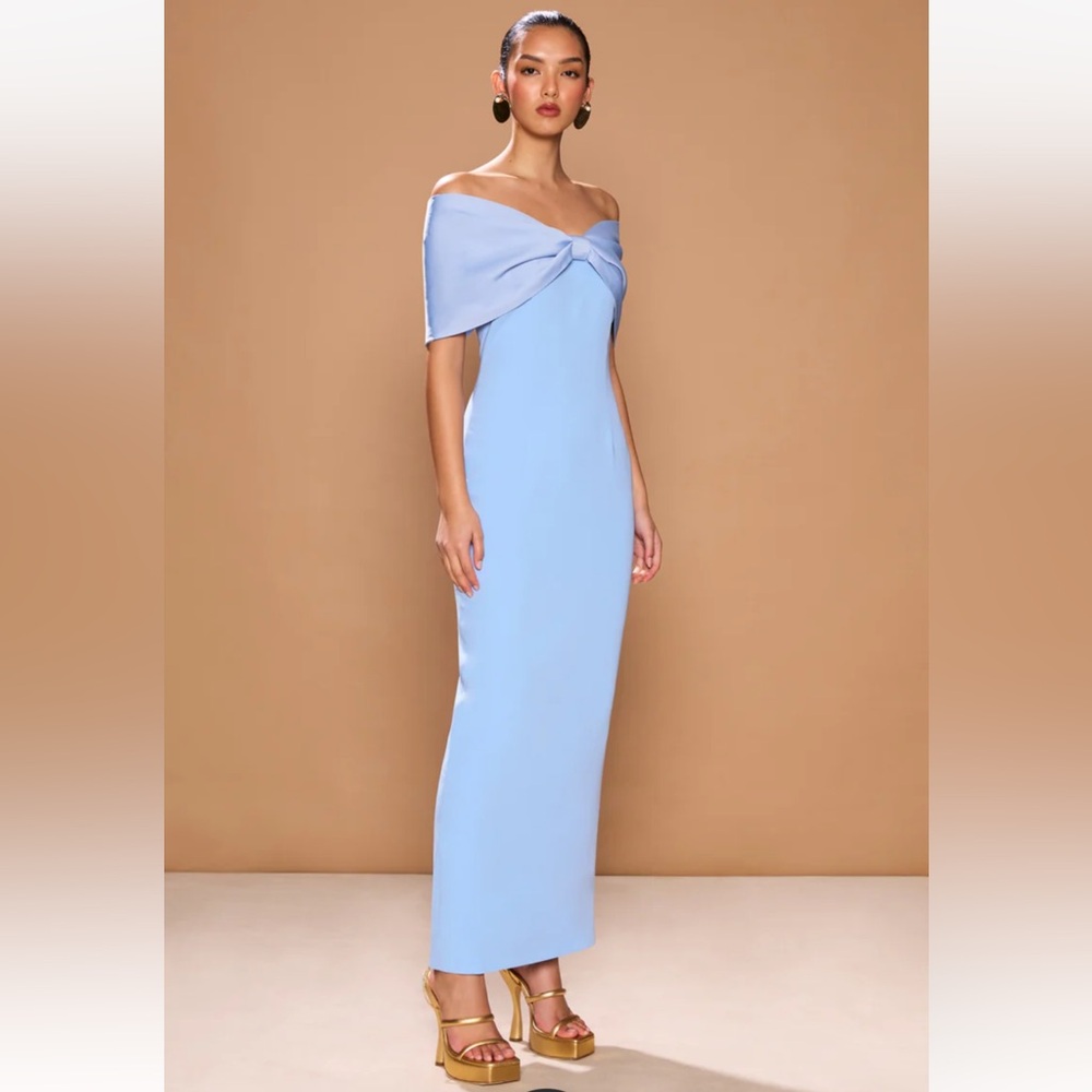 New With Tags! Sonya Moda (Australian designer) formal blue “bow” dress - Picture 5 of 5